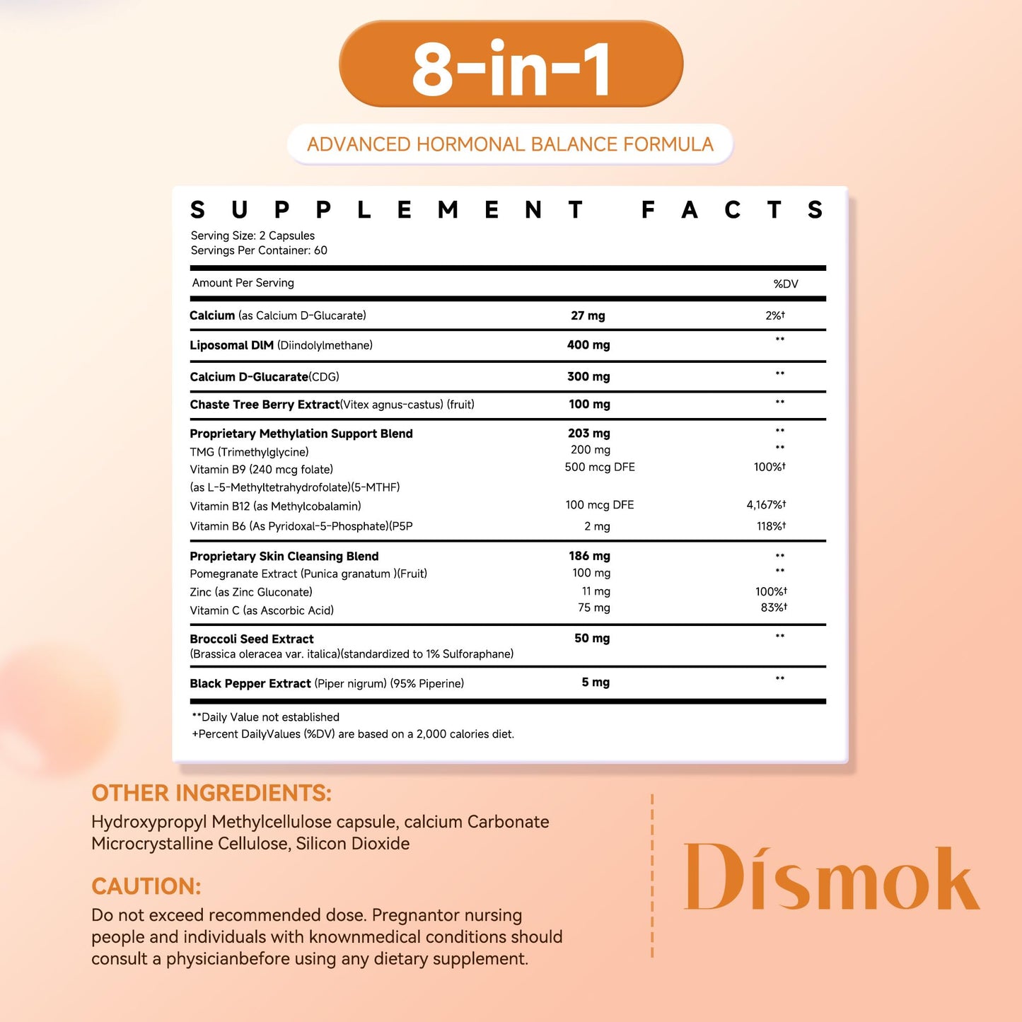 Dismok DIM Supplement 400 mg Liposomal Multi-Action Complex for Estrogen Balance Capsule, 60 Count