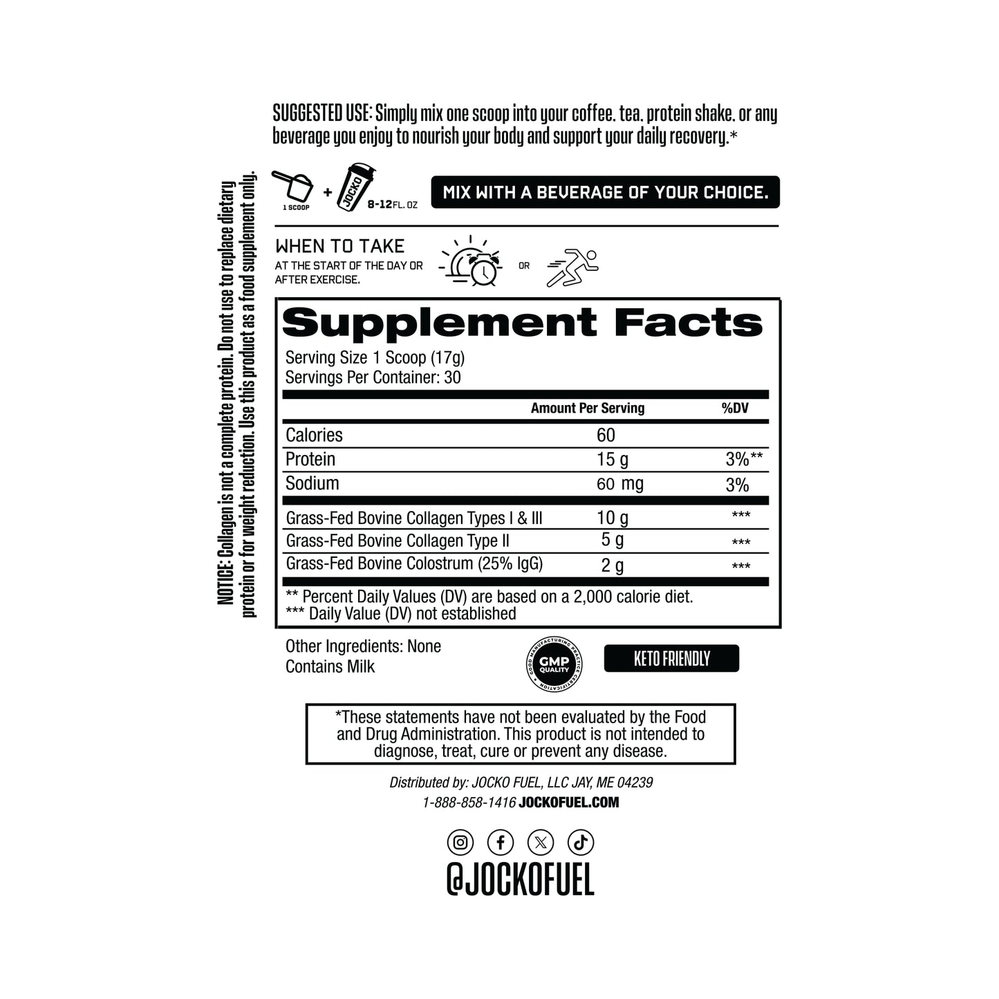 Jocko Fuel Collagen Powder with Colostrum 18