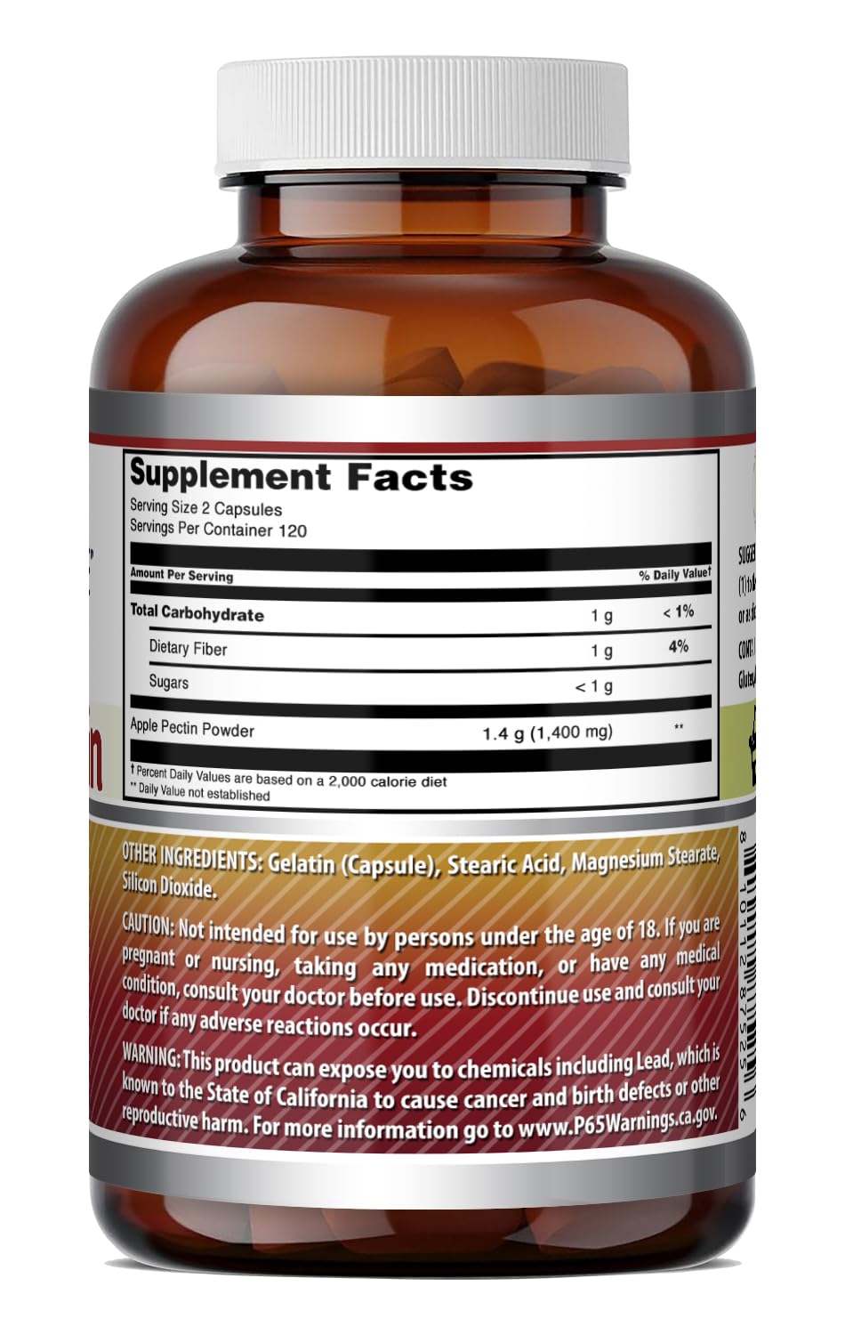 Amazing Nutrition Apple Pectin 1400 mg per Serving Supplement Capsules, 240 Count