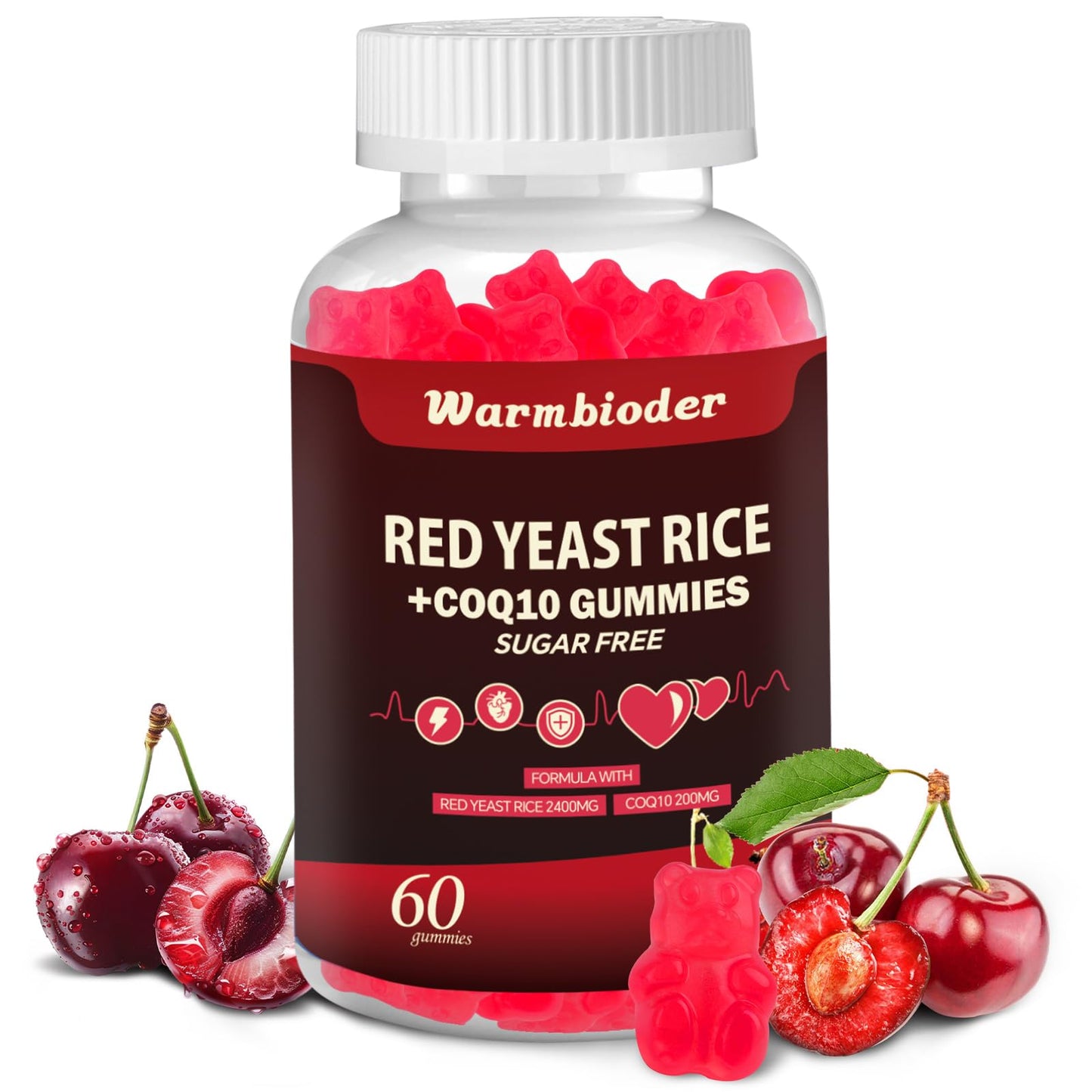 Warmbioder Red Yeast Rice with CoQ10 Gummies, 60 Gummies