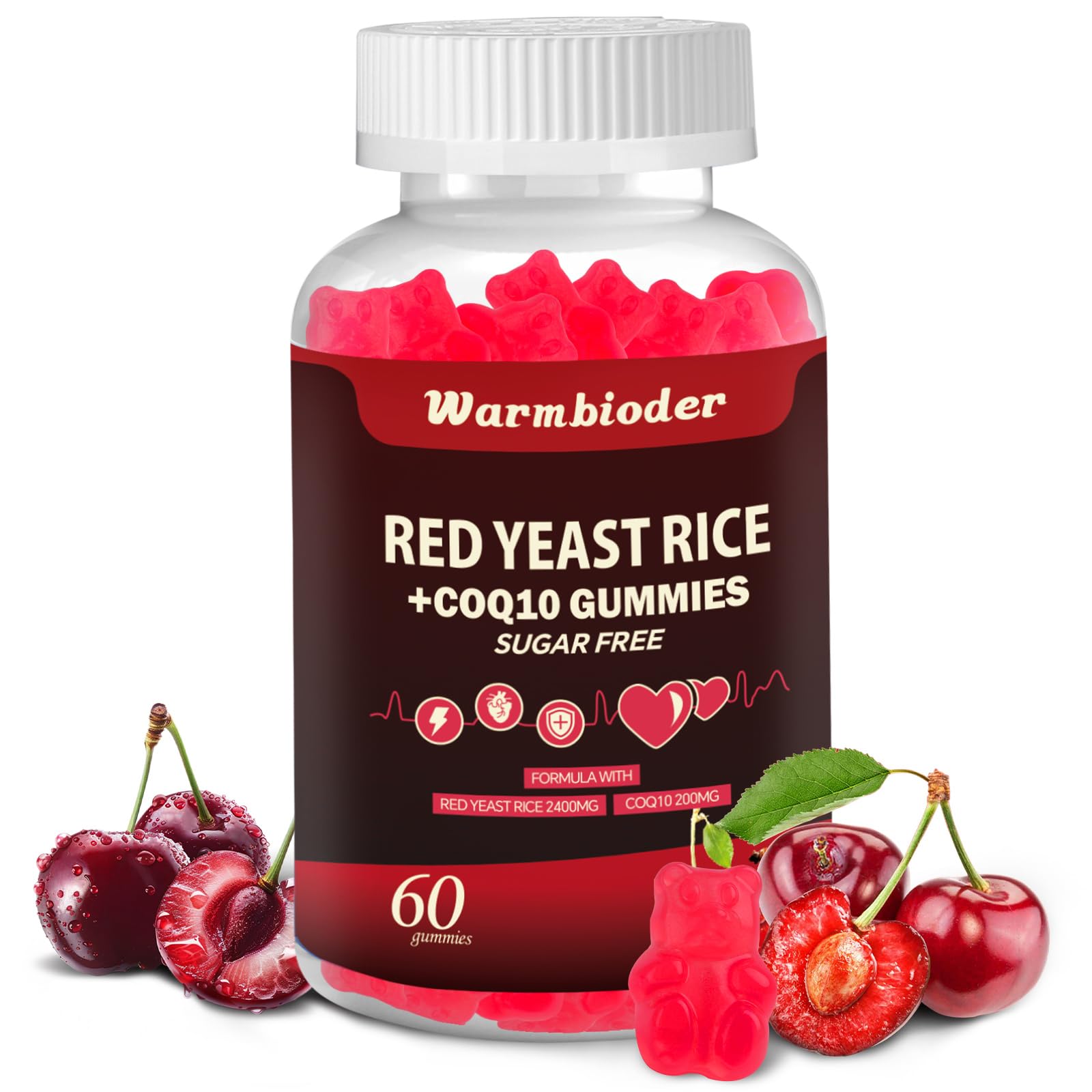 Warmbioder Red Yeast Rice with CoQ10 Gummies, 60 Gummies