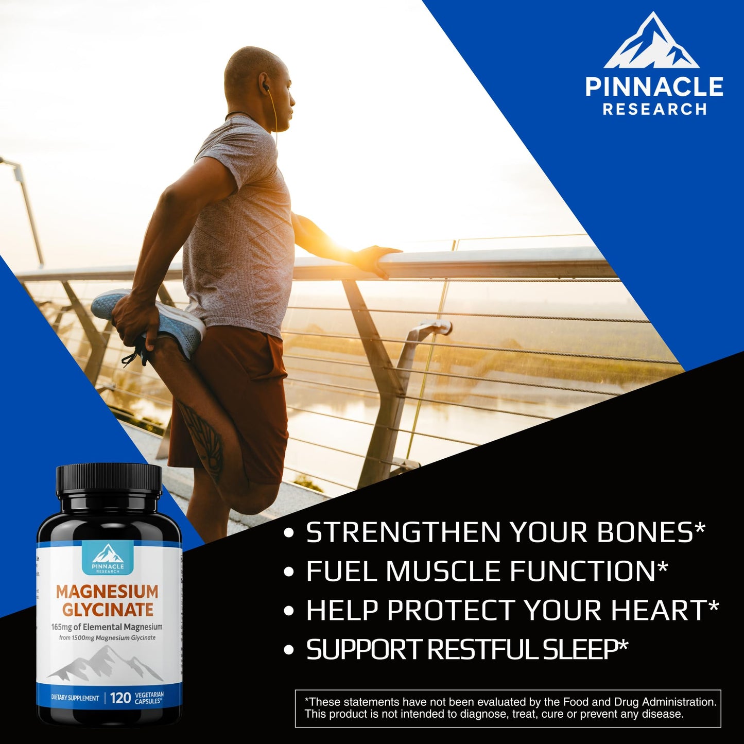 Pinnacle Research Magnesium Glycinate Advanced Strength Capsules, 120 Count