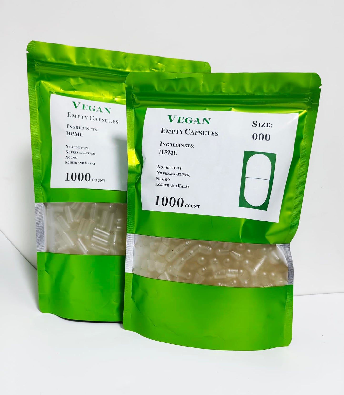 Generic Vegan Empty Capsules Size 000, Clear, 1000 Count