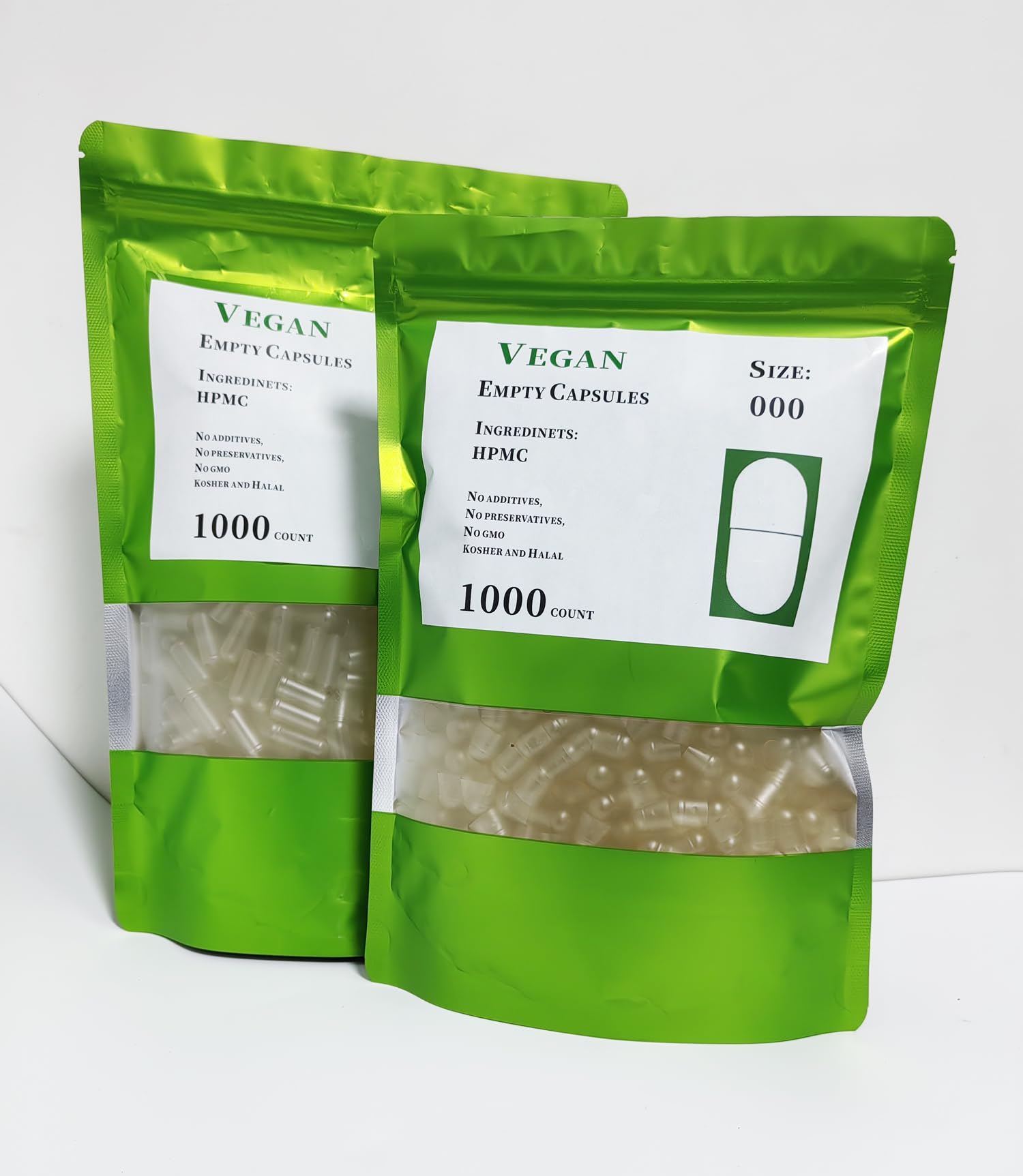 Generic Vegan Empty Capsules Size 000, Clear, 1000 Count