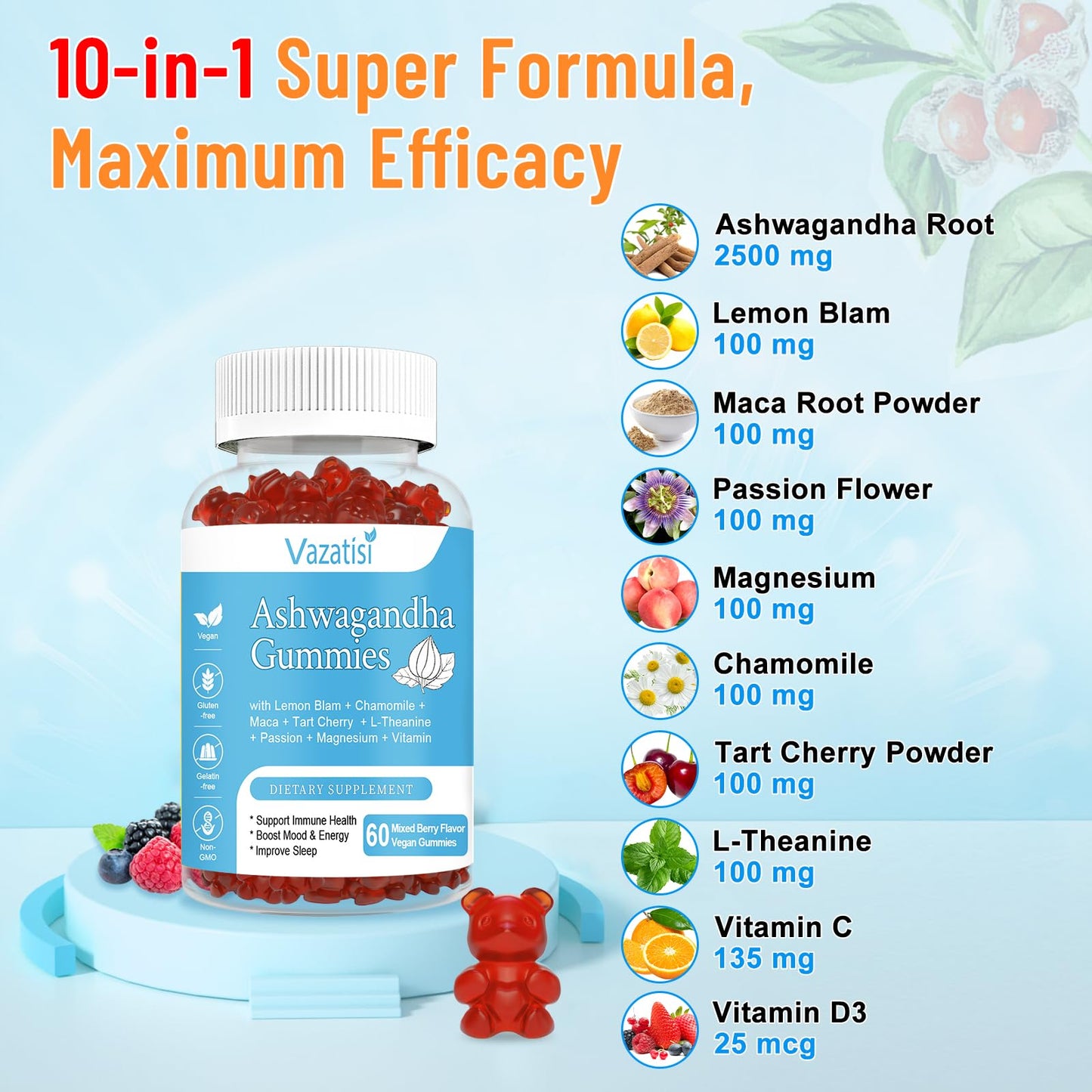 Vazatisi Ashwagandha Gummies 120 Count