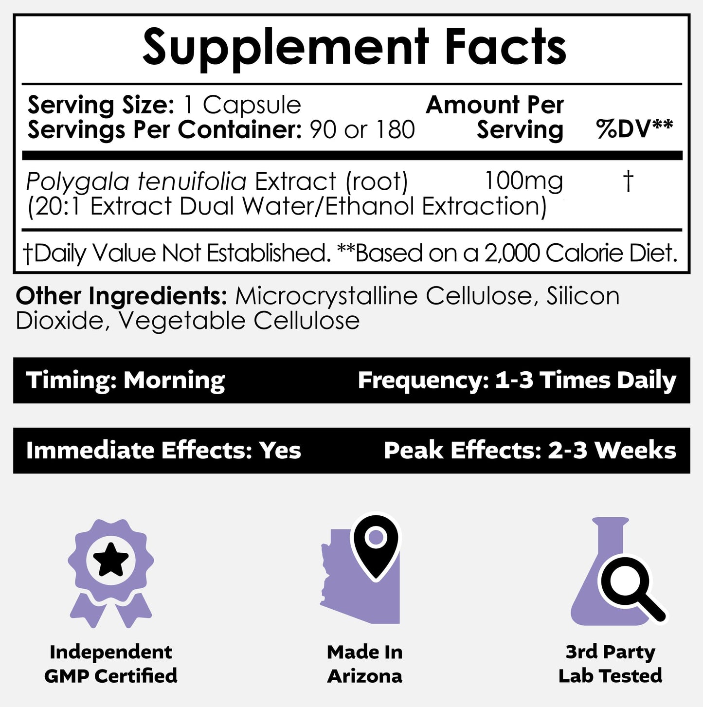 Nootropics Depot Polygala tenuifolia Capsules 180 Count
