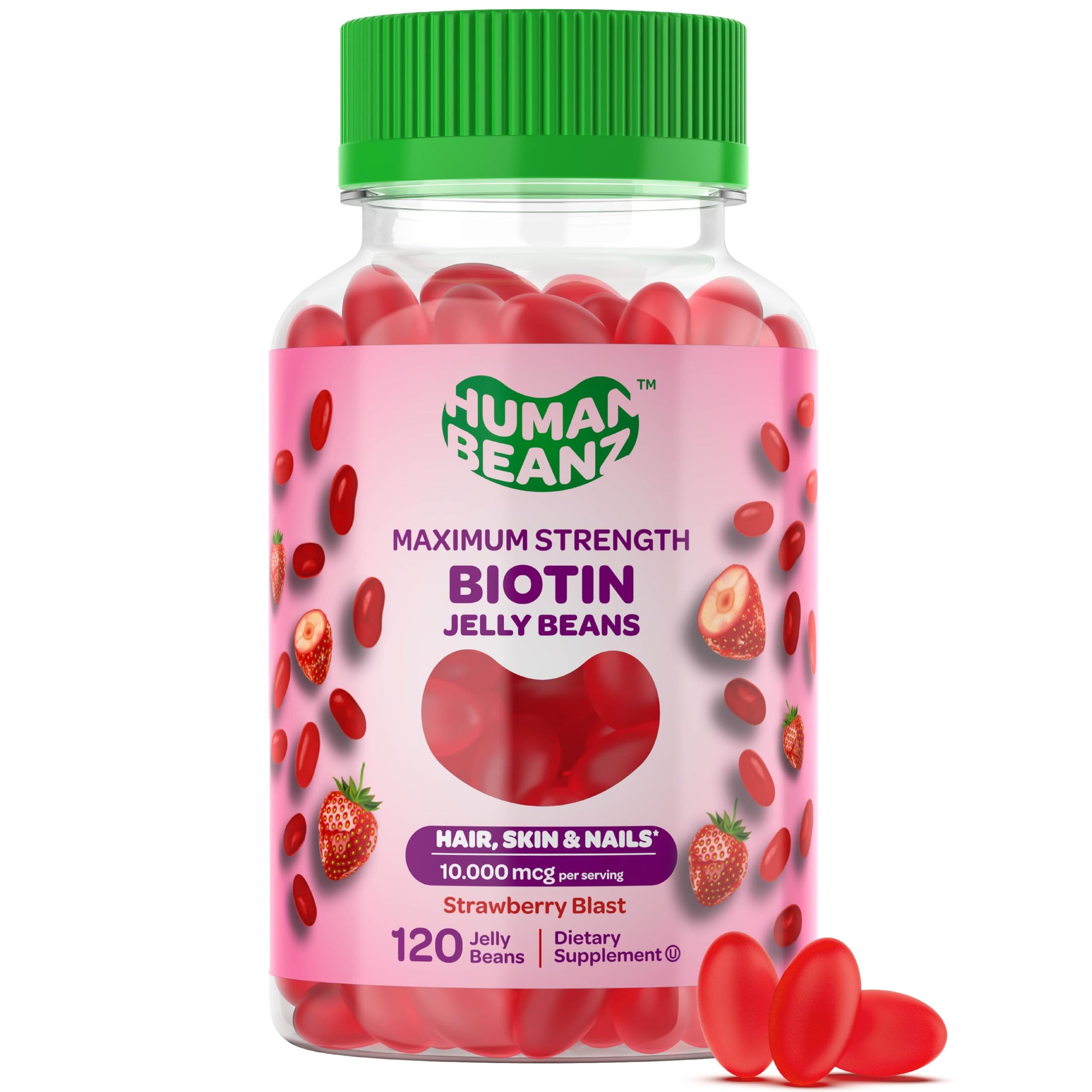 Human Beanz Biotin Jelly Bean Gummy Vitamins, Gummy, 120 Gummies