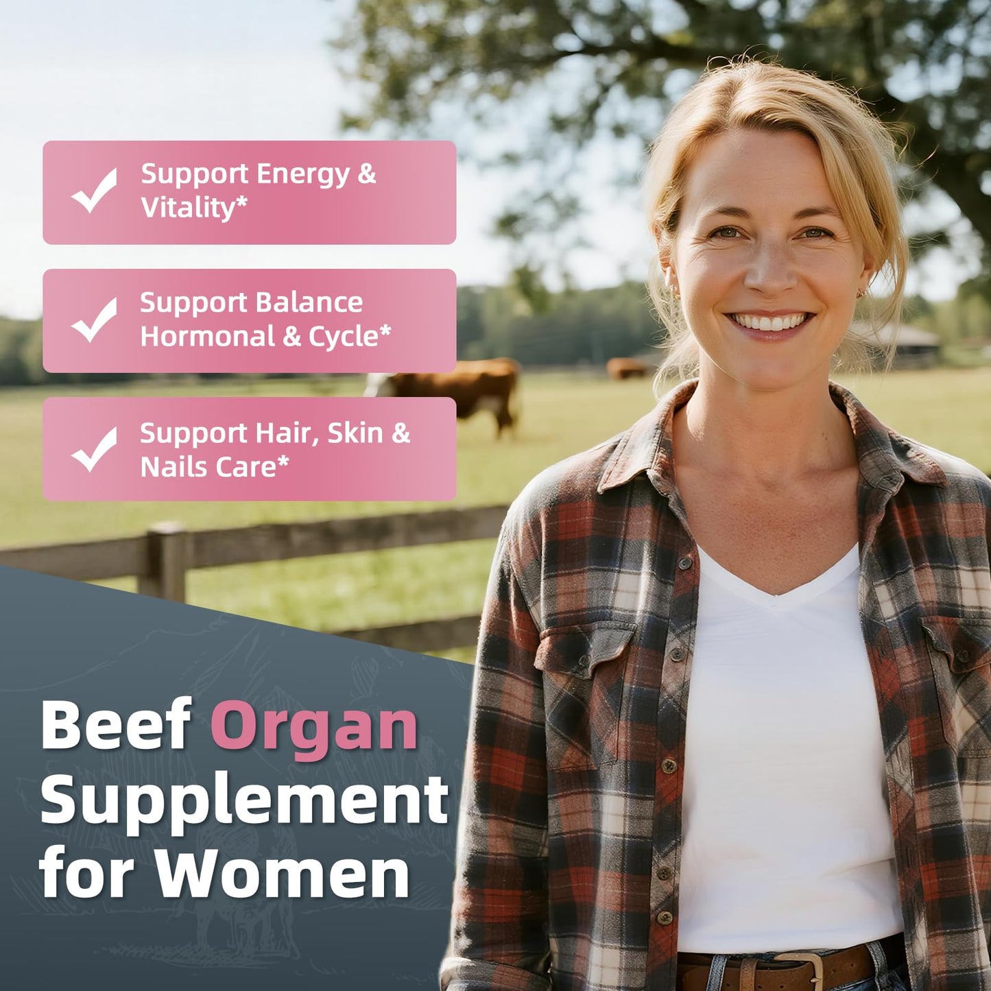 Alliwise Beef Organ Supplement for Women 100% Grass-Fed Beef Organs Complex Capsule 90 Count