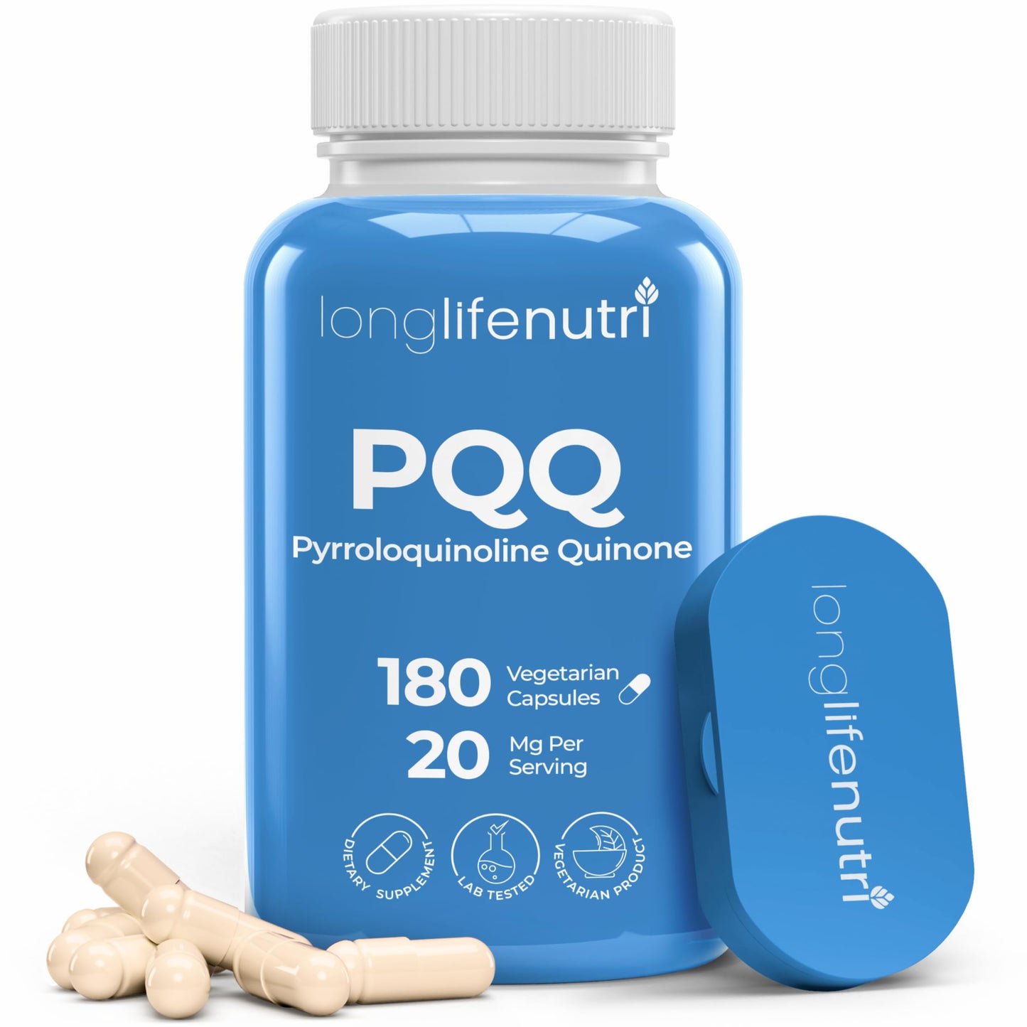 LongLifeNutri PQQ 20mg Capsules, 180 Count