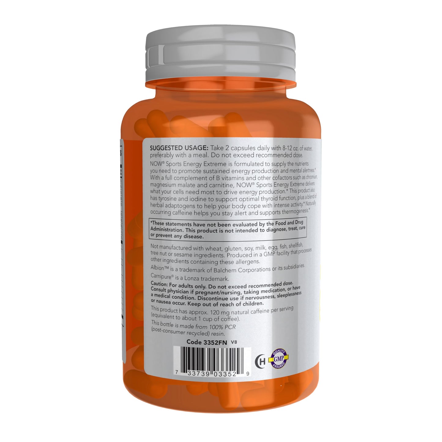 NOW Foods Sports Energy Extreme Veg Capsules, 90 Count