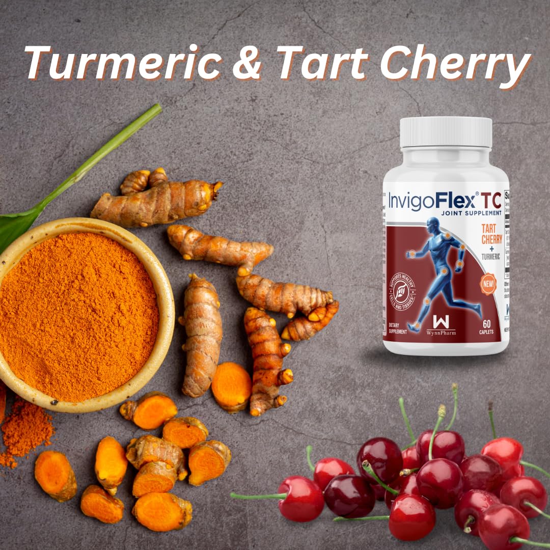 INVIGOFLEX Tart Cherry and Turmeric Caplets, 60 Count