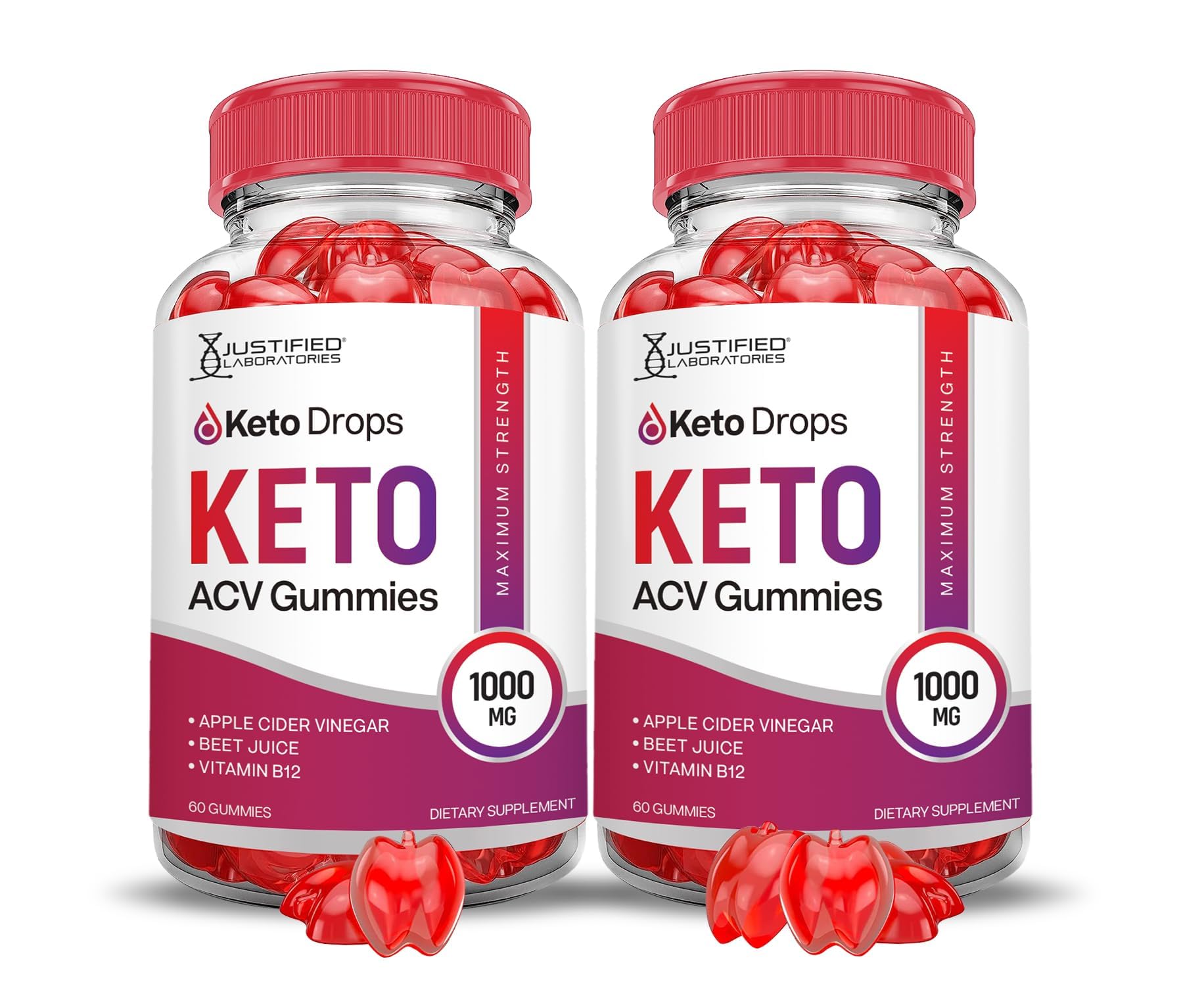 Justified Laboratories Keto Drops Keto ACV Gummies (1000 mg), 120 Gummies