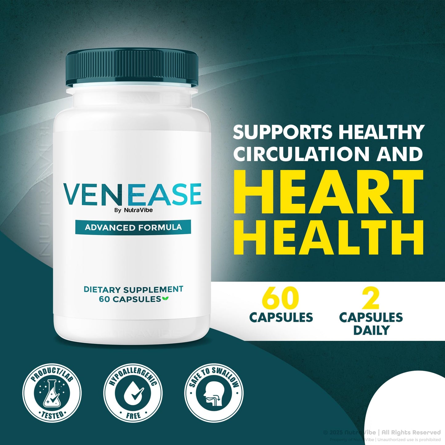 NutraVibe Venease Capsules, 180 Capsules