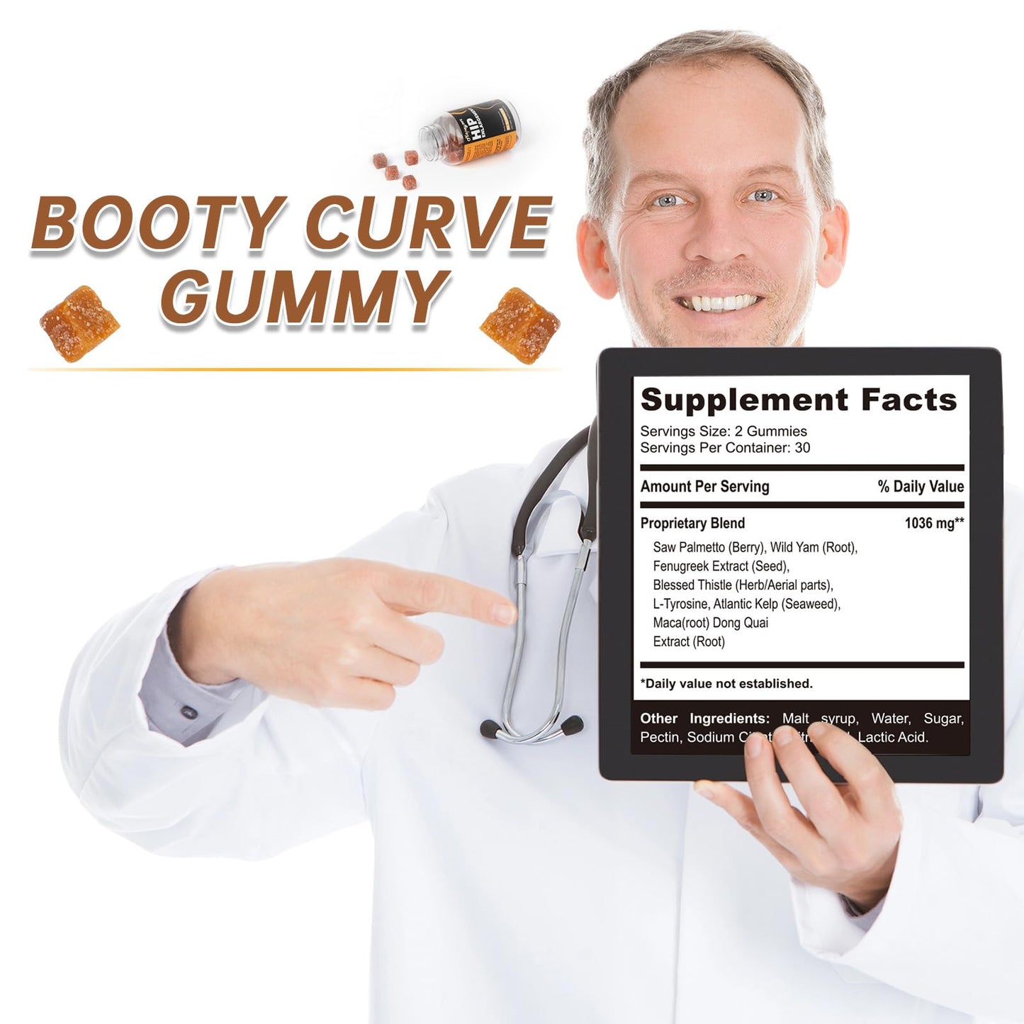 mopayzer Booty Gummies for Big Butt and Hips, 2 Count
