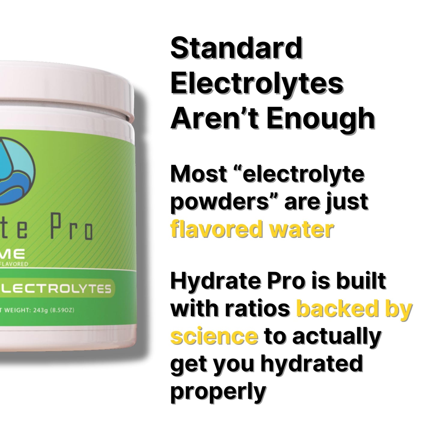 Hydrate Pro Clinical-Grade Electrolyte Powder, 7.9 Ounces