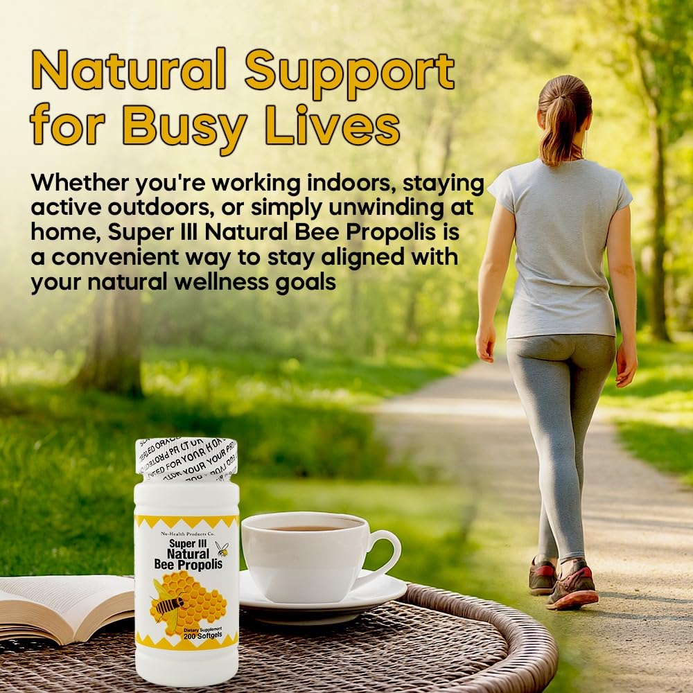 NCB NCB TECHNOLOGY Nu Health Super III Natural Bee Propolis with Vitamin C, Zinc & Lecithin Softgels, 200 Count