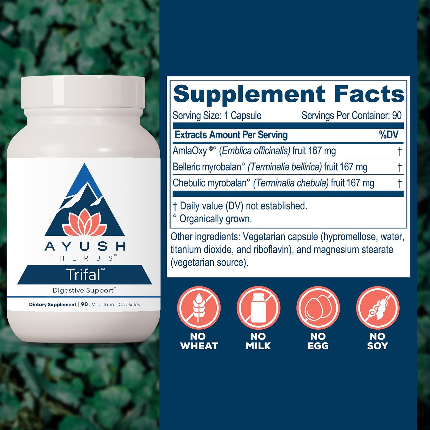 Ayush Herbs Trifal Digestive Support with Amla Capsules 90