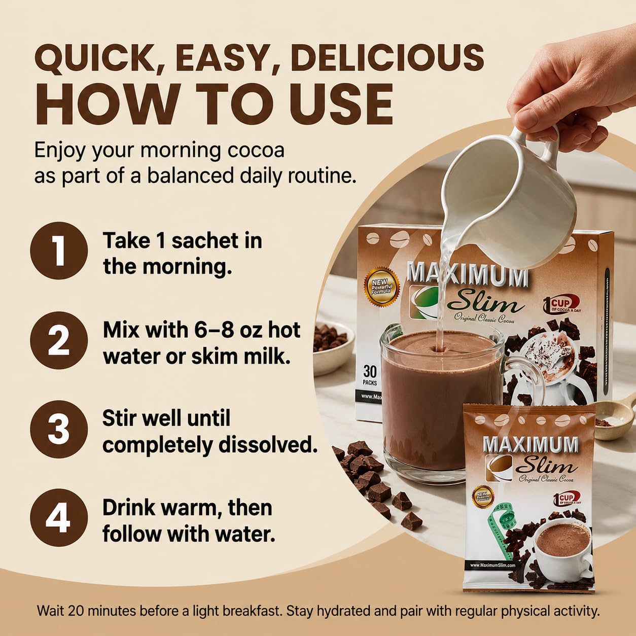 Maximum Slim Premium Instant Cocoa Powder 30 Count