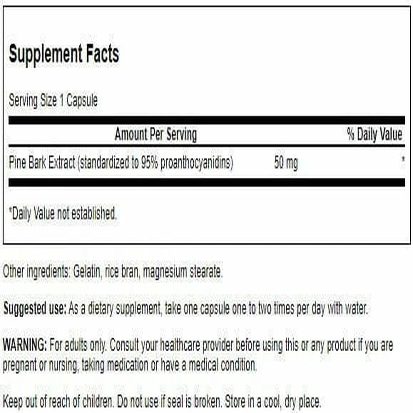 Swanson Pine Bark Extract 50 mg Capsules, 100 Capsules