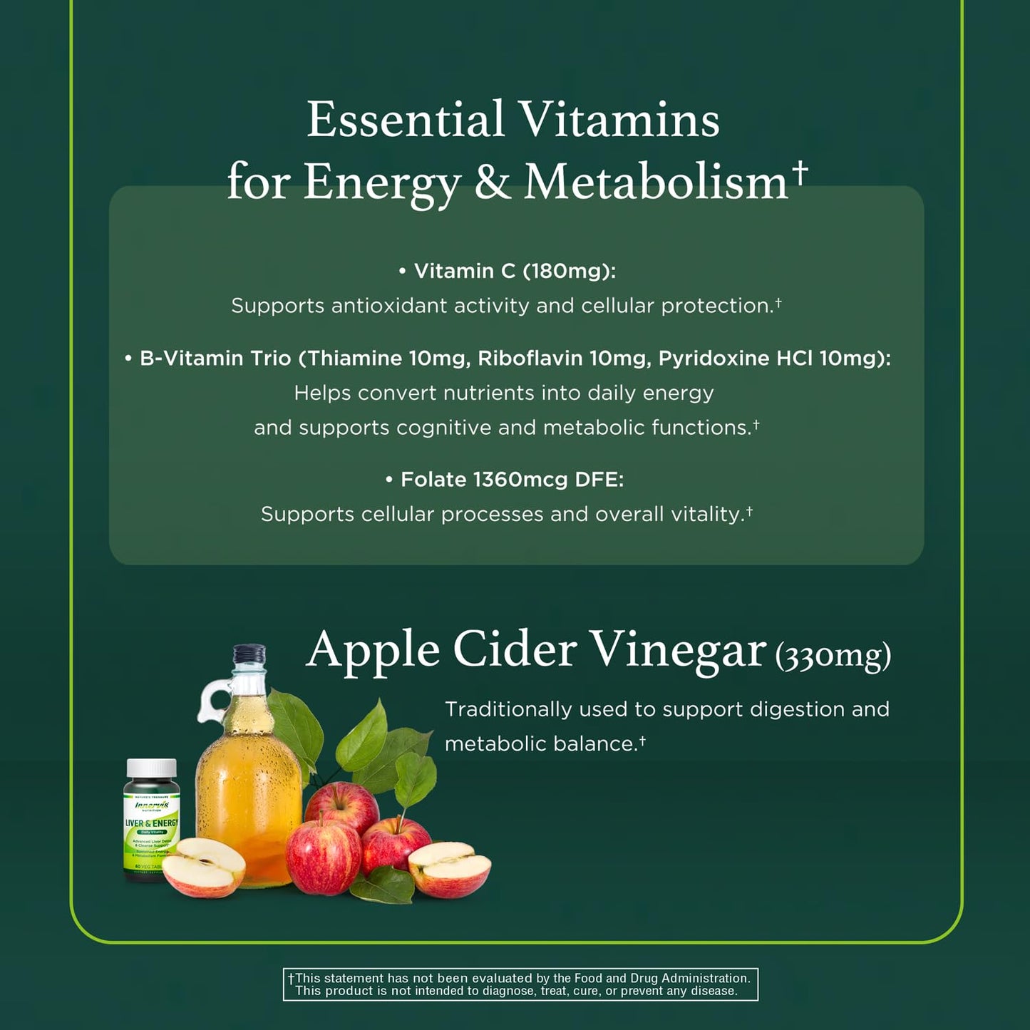 INNERVISNUTRITION Liver Health & Energy Boost Tablets, 60 Count