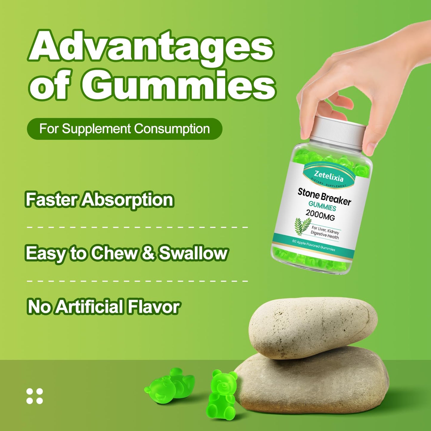 Zetelixia Chanca Piedra Stone Breaker Gummies, 120 Gummies