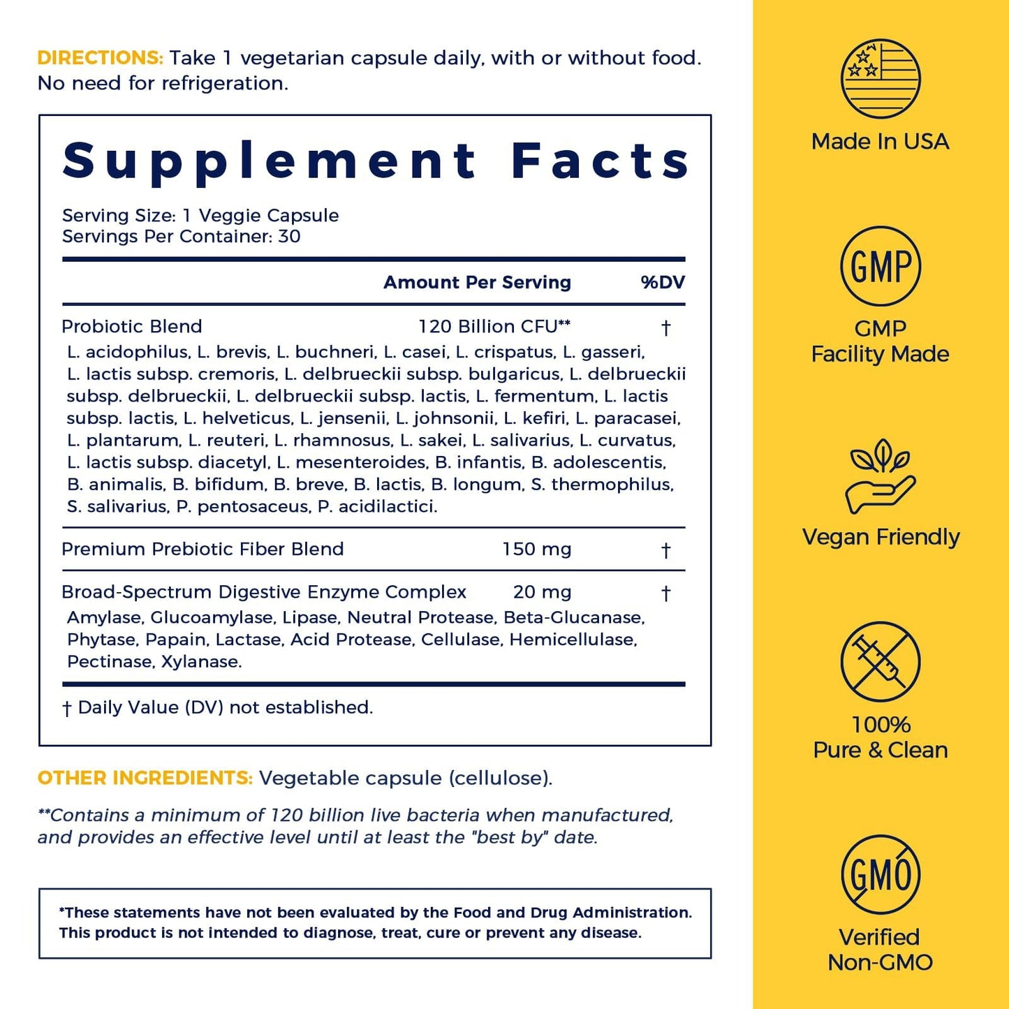 NewRhythm Probiotics 120 Billion CFU 36 Strains 3-in-1 with Prebiotics & Enzymes Capsules, 30 Count