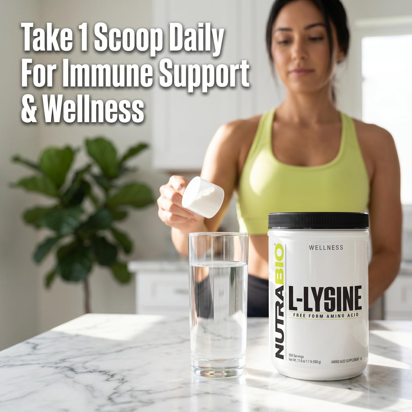 NutraBio L-Lysine Powder 17.6 oz