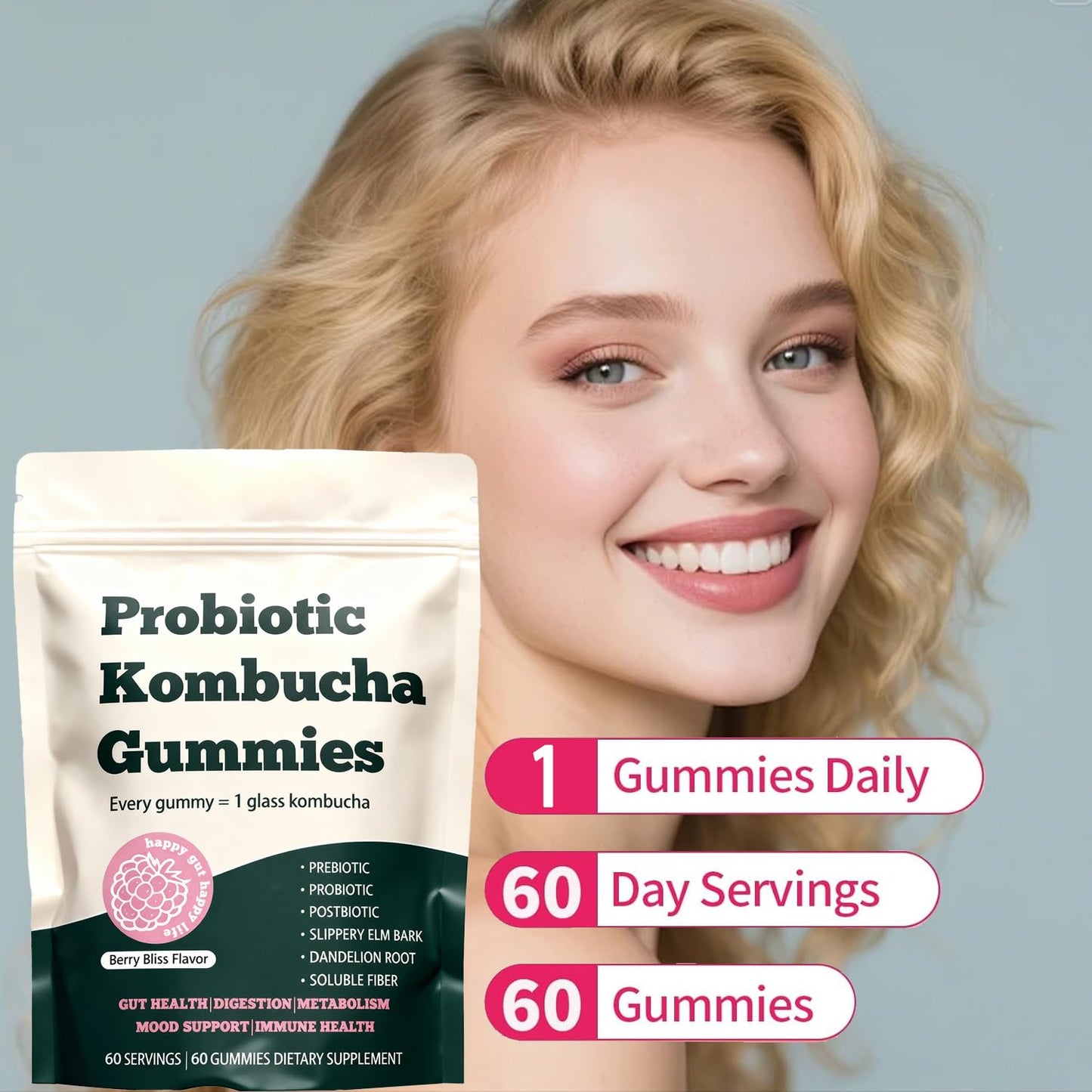 Voererh Jevawell Kombucha Gummies, 60 Gummies