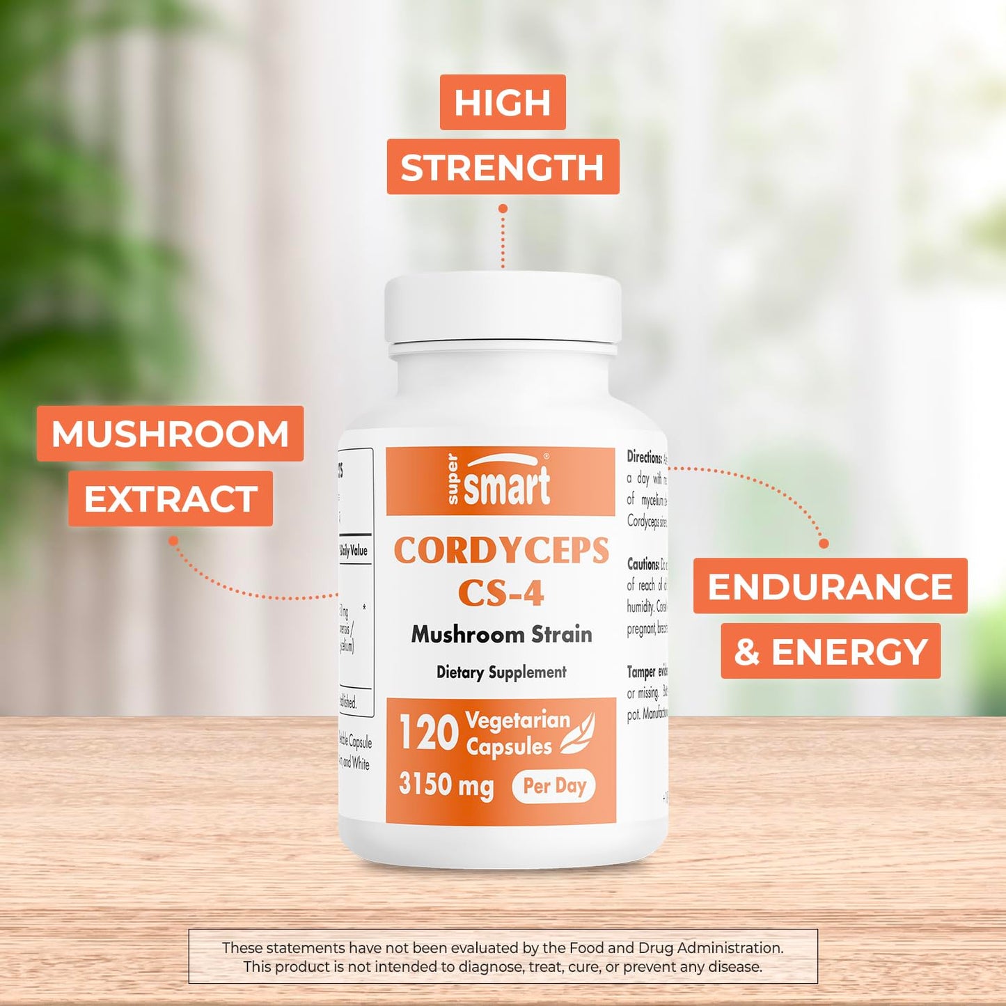 Supersmart Cordyceps Cs-4 3150mg per Day (High Strength) Capsules, 120 Count