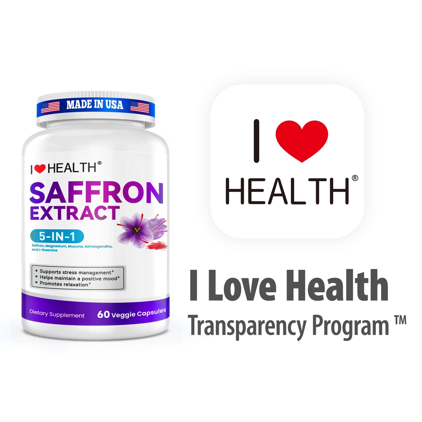 I LOVE HEALTH Saffron Supplement Capsule, 60 Capsules