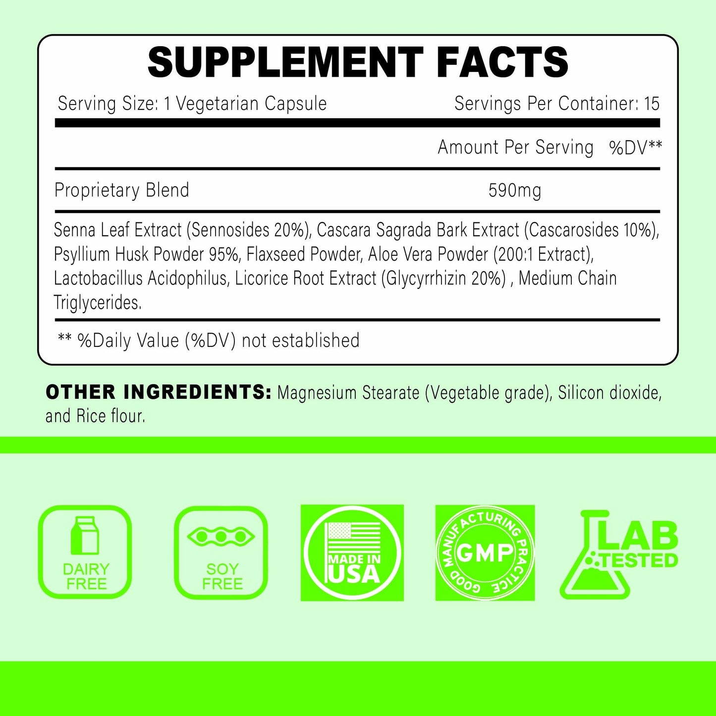 zyy 15 Days Cleans Advanced Gut and Colon Support Detox with Senna, Cascara Sagrada & Psyllium Husk, Non-GMO, 15 Capsules