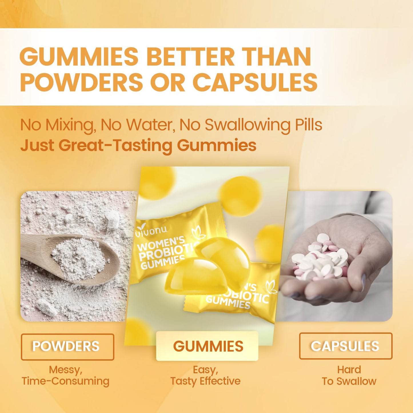 VivoNu Pineapple Probiotic Gummies for Women Gummy 180 Count