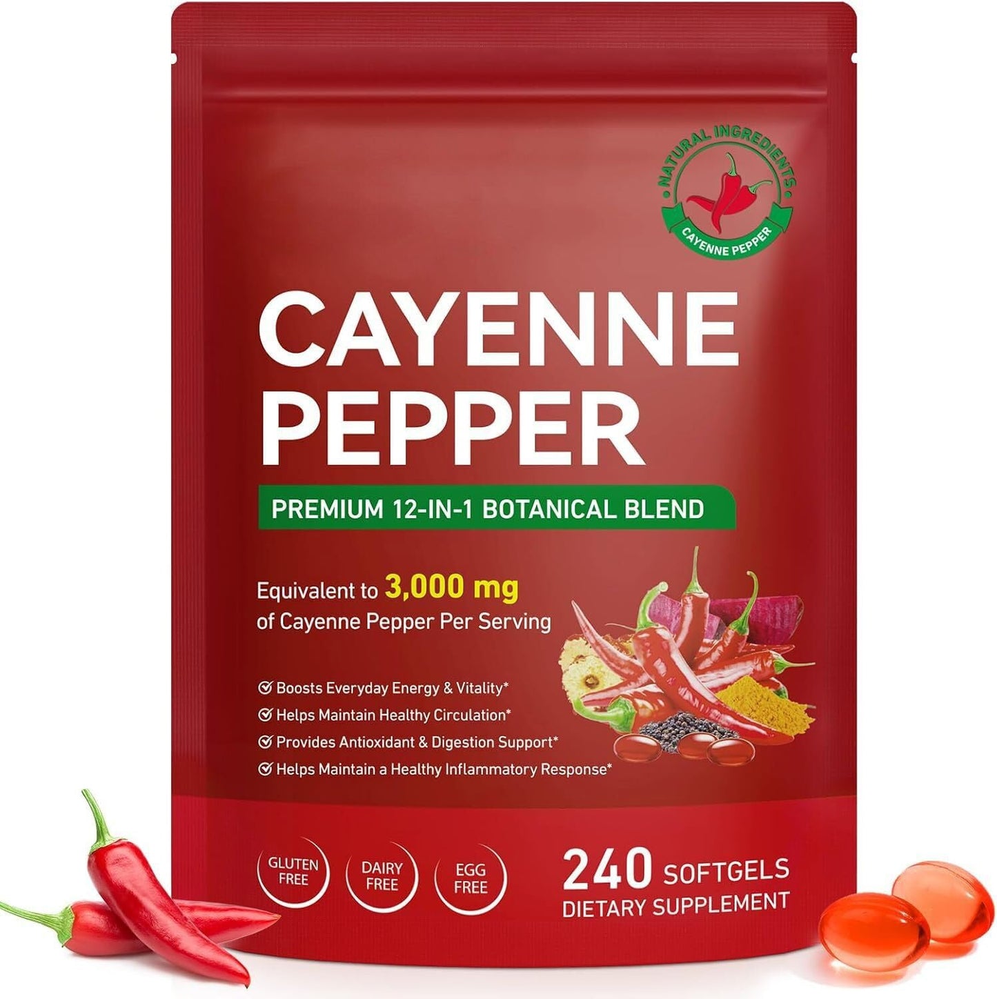 AUIWQWFI Cayenne Pepper Softgels 300 Count