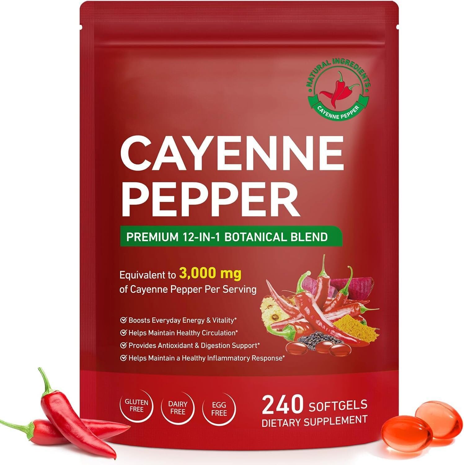 AUIWQWFI Cayenne Pepper Softgels 300 Count