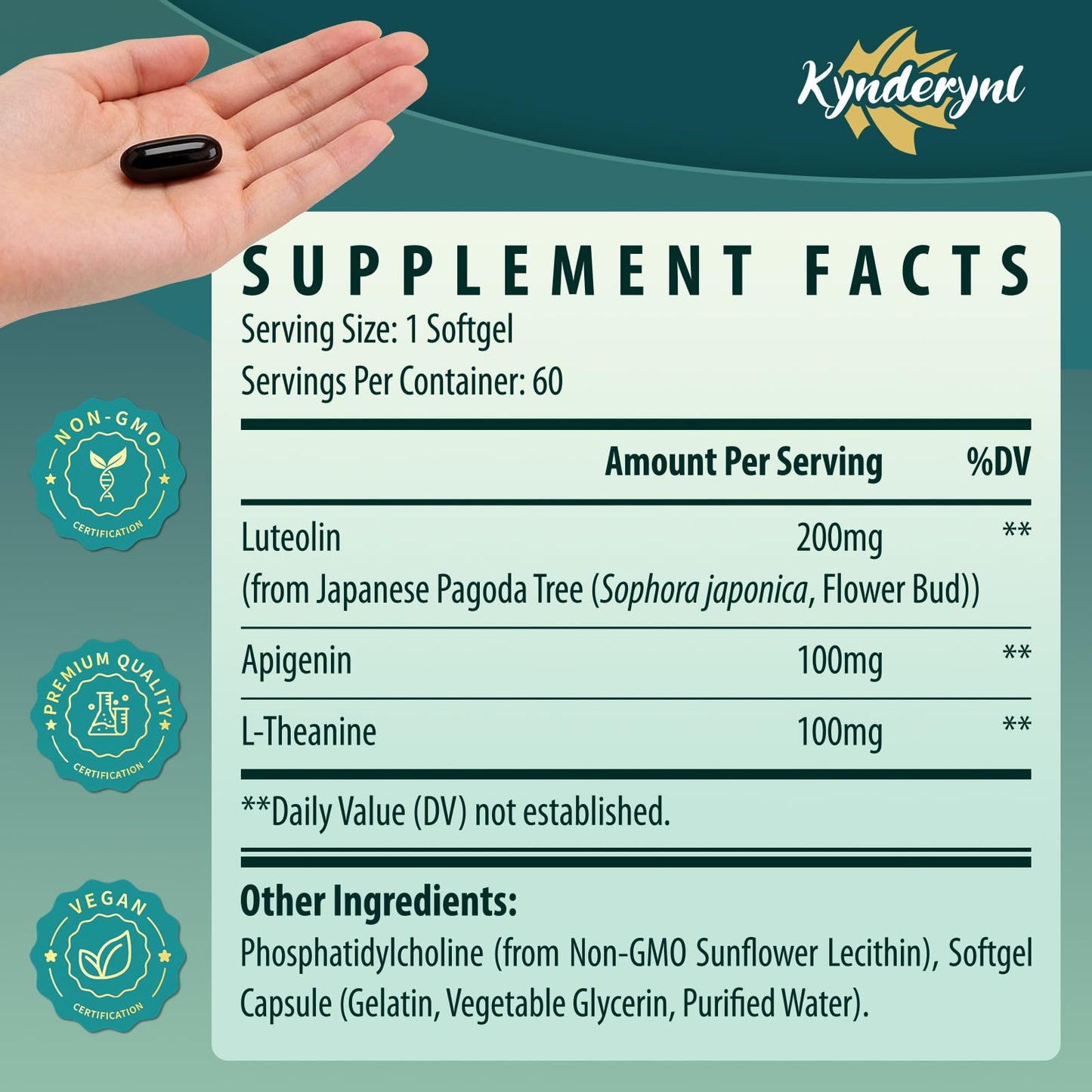 Kynderynl Liposomal Luteolin 200mg 60 Softgels