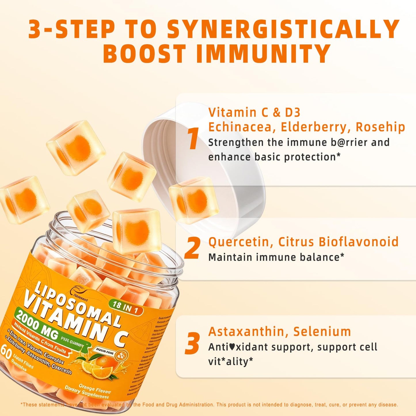 Fleamart Liposomal 2000mg Vitamin C Gummies, 60 Count