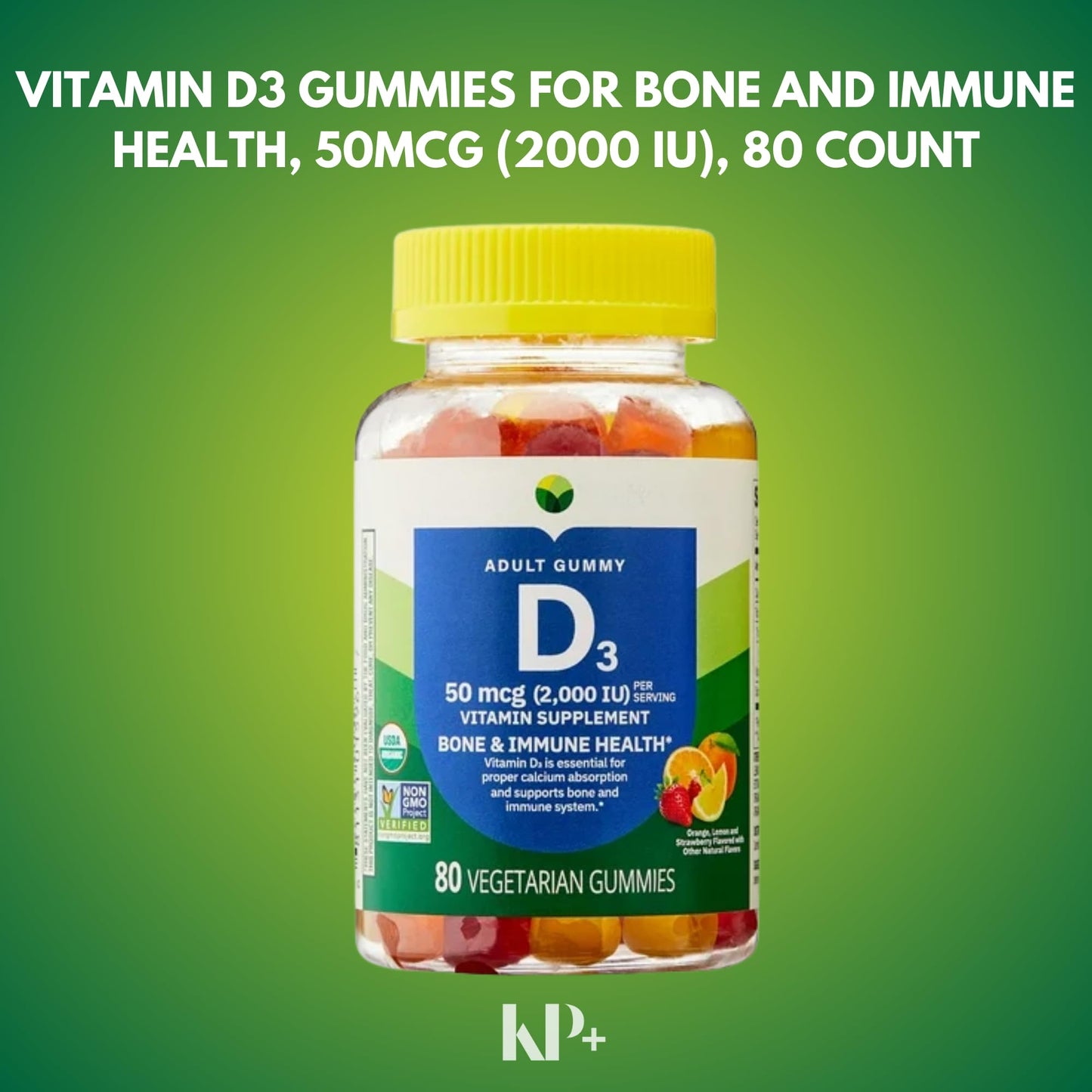 KP+ Vitamin D3 50 mcg (2,000 IU) Tablets, 80 Count