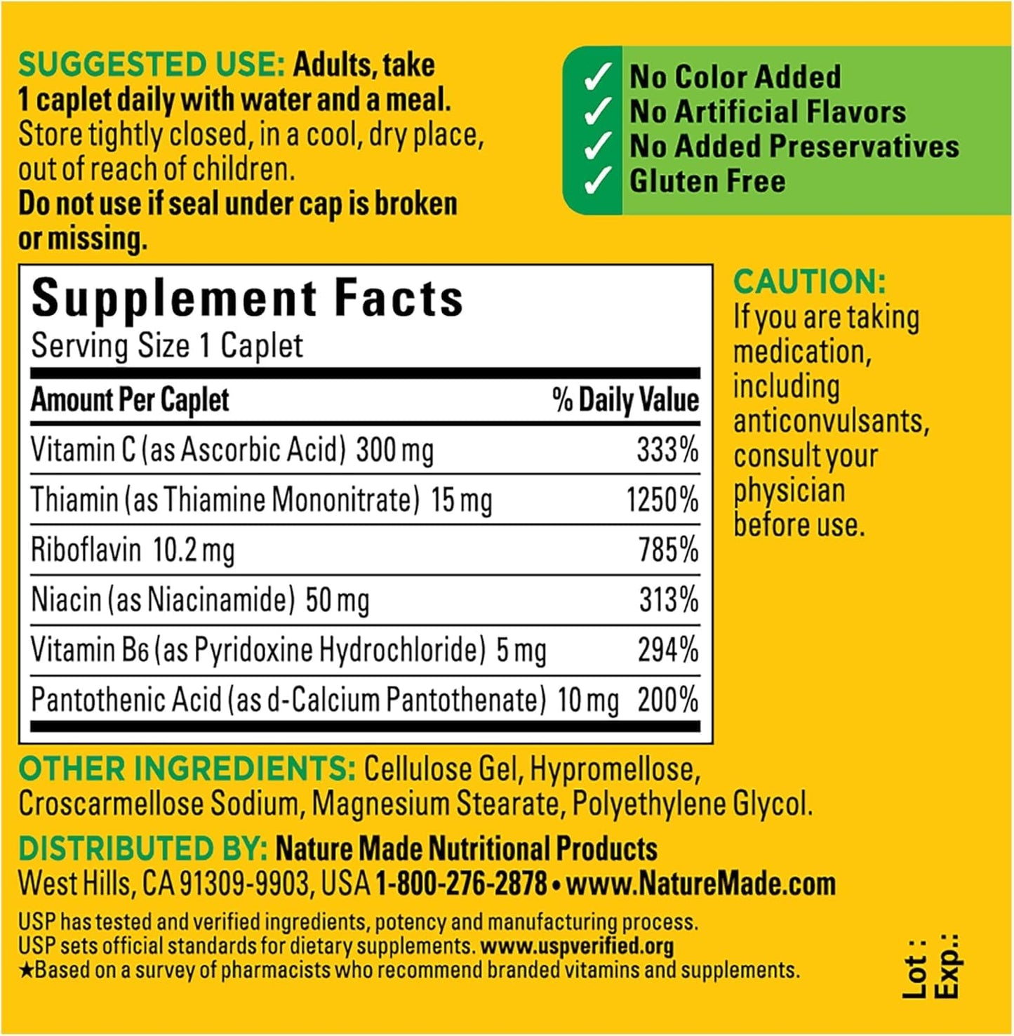 Nature Made Vitamin B-Complex Caplets 200 Caplets