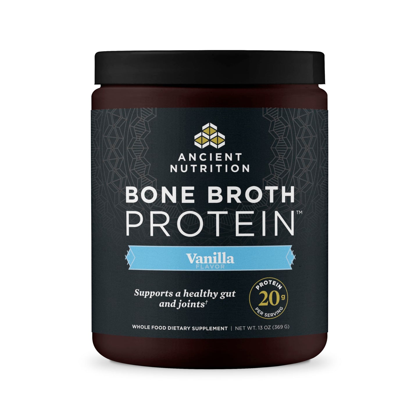 Ancient Nutrition Grass Fed Bone Broth Protein Powder, Vanilla, 13 Servings