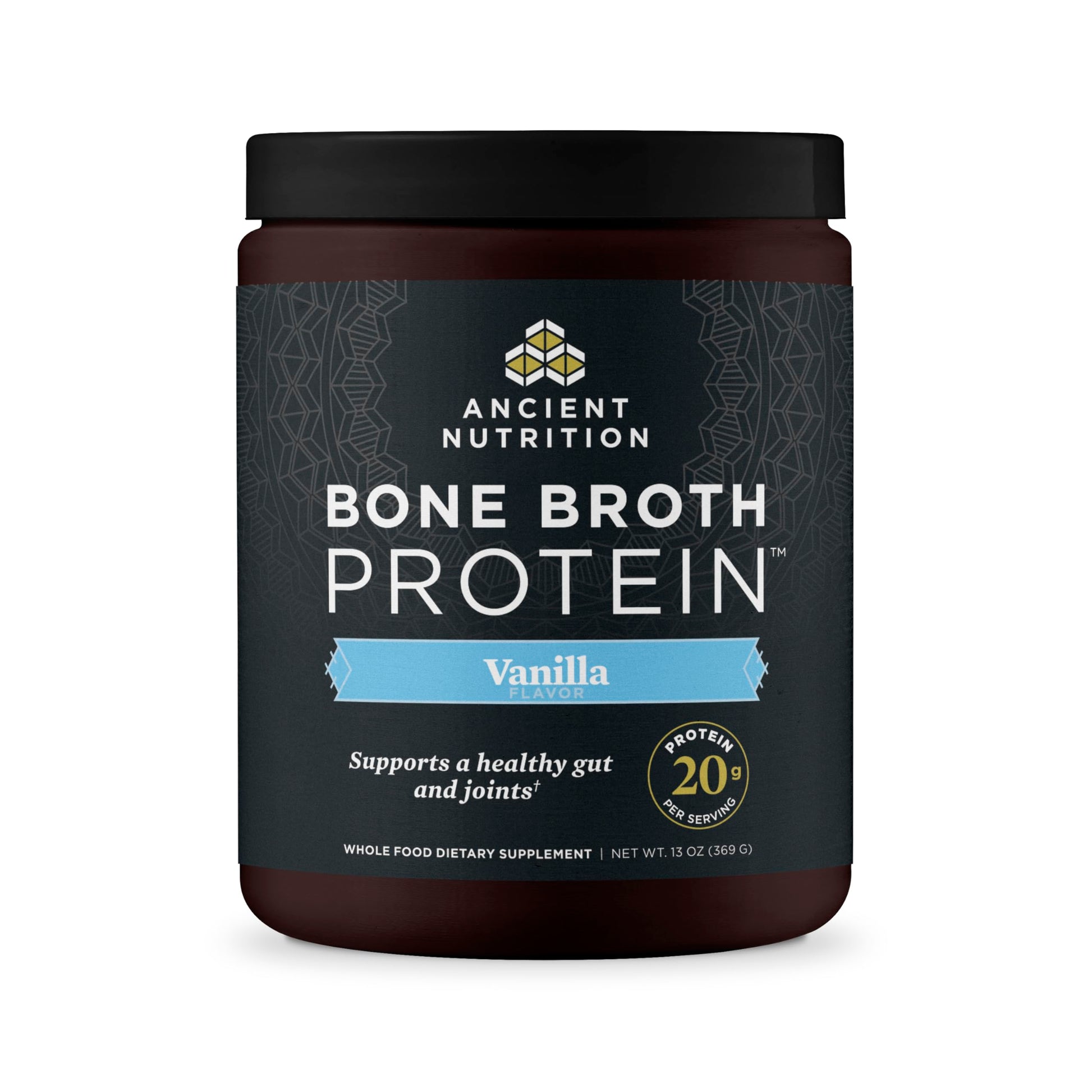 Ancient Nutrition Grass Fed Bone Broth Protein Powder, Vanilla, 13 Servings