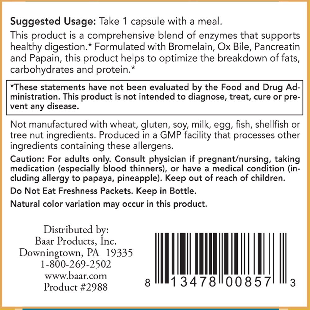 Baar Super Digestive Enzymes Capsules 180