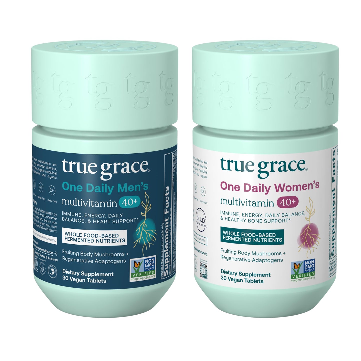 True Grace One Daily Men's Multivitamin 40+ & One Daily Women's Multivitamin 40+ (Tablets), Non-GMO, 60 Tablets