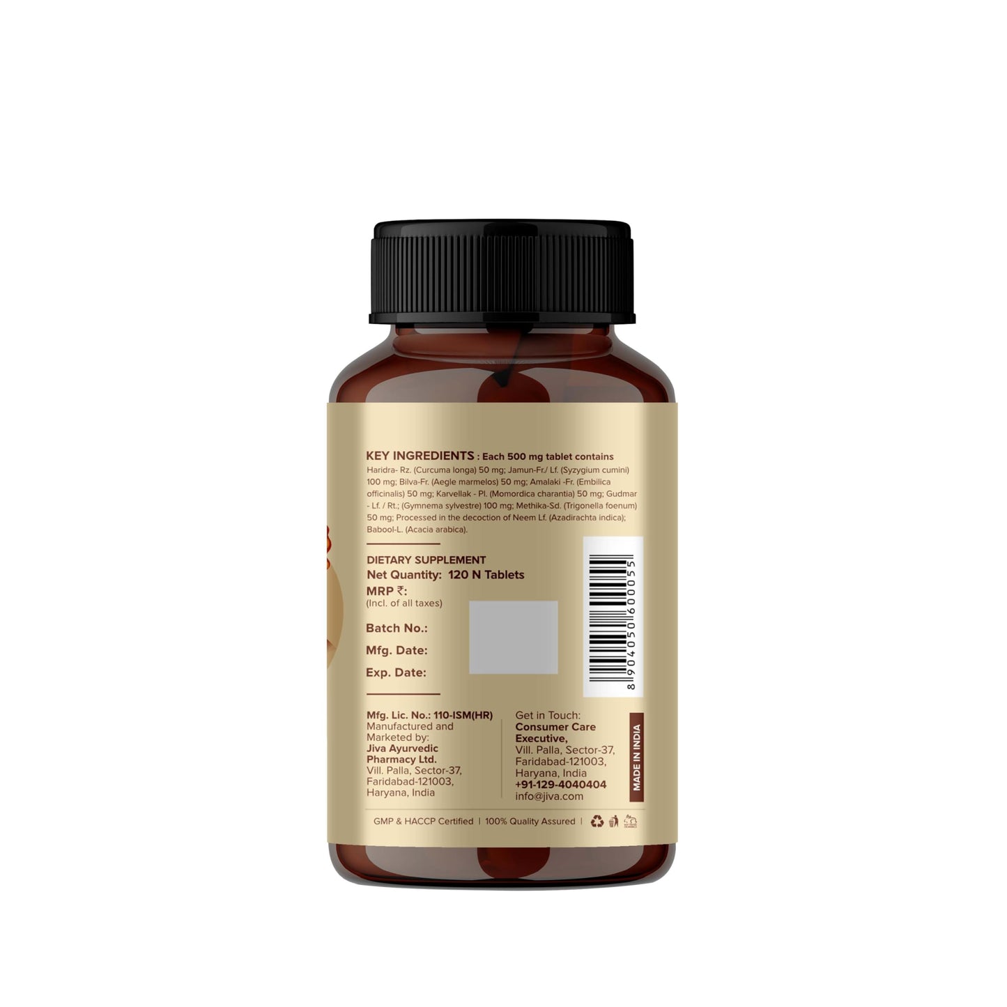 Jiva Ayurveda Diatrin Supplement - Pure Gymnema Sylvestre & Bitter Melon (Karela) - 120 Tablets