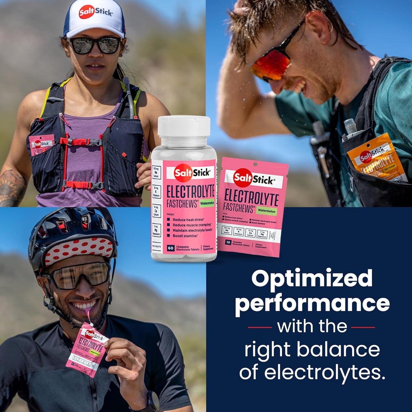 SaltStick Electrolyte FastChews Chewable Electrolyte Tablets Watermelon, 120 Tablets
