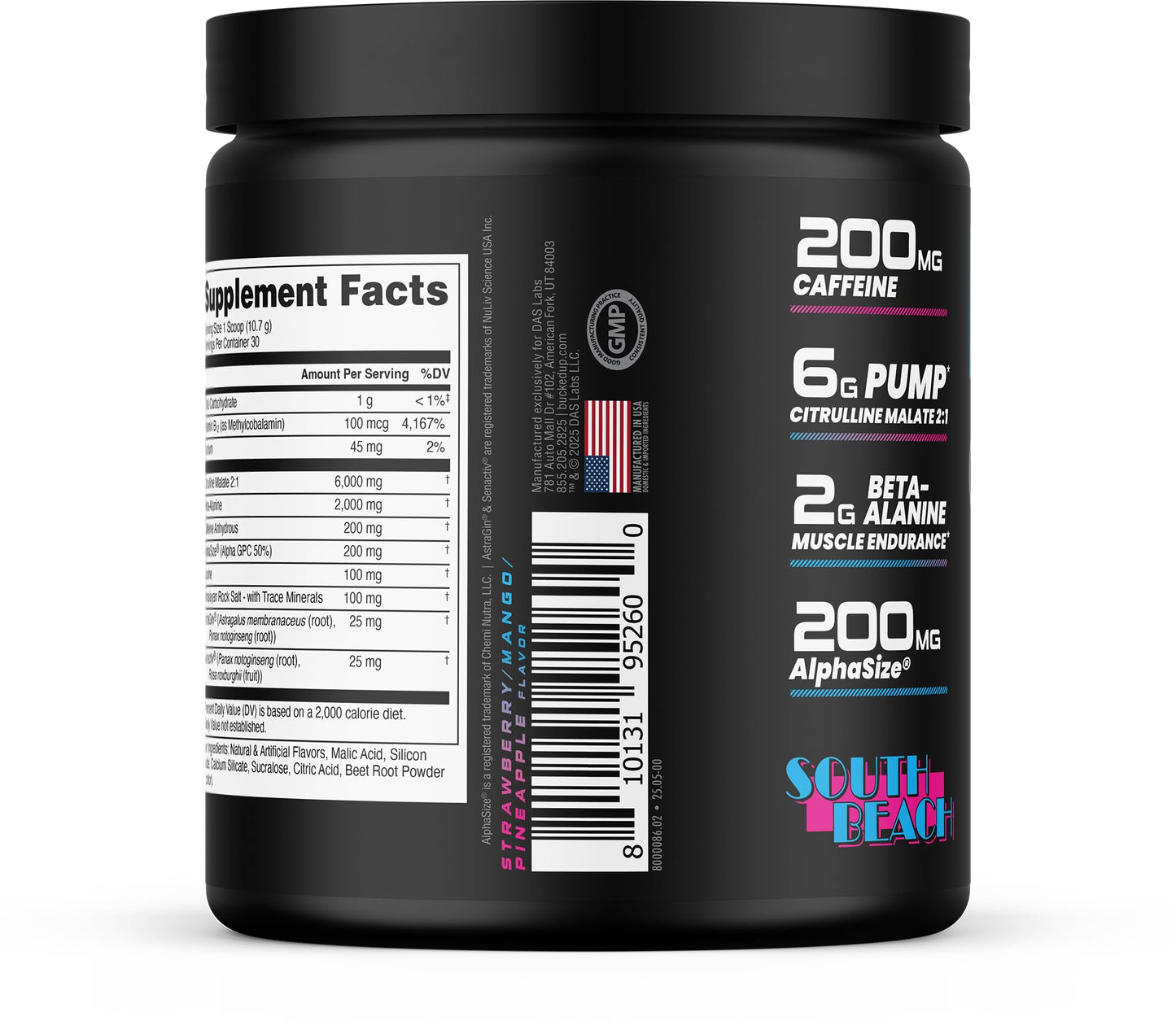 Bucked Up Pre Workout South Beach Powder, 12.5 oz