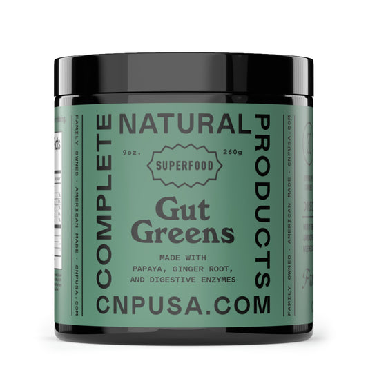 Complete Natural Products Gut Greens Superfood Powder Formula Supplement - Amazing Raw Digestive Enzyme Supplements Grass Mix, 9 oz