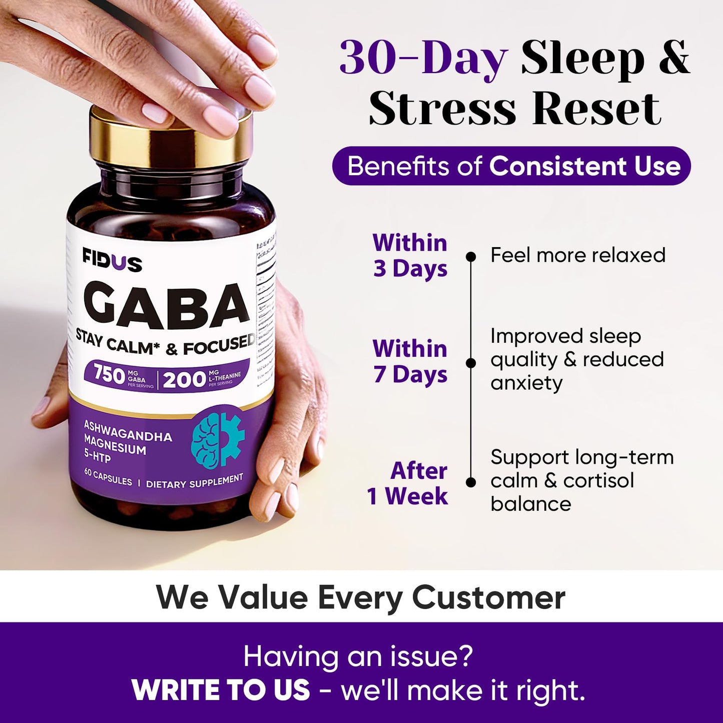 Fidus GABA L-Theanine Ashwagandha 1050mg Sleep Aid Capsule, 60 Count