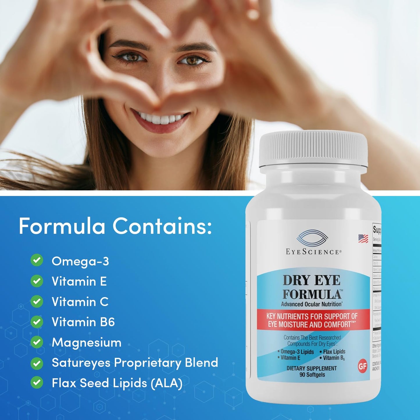 EyeScience Dry Eye Formula 900mg Omega-3 Softgels, 90 Count