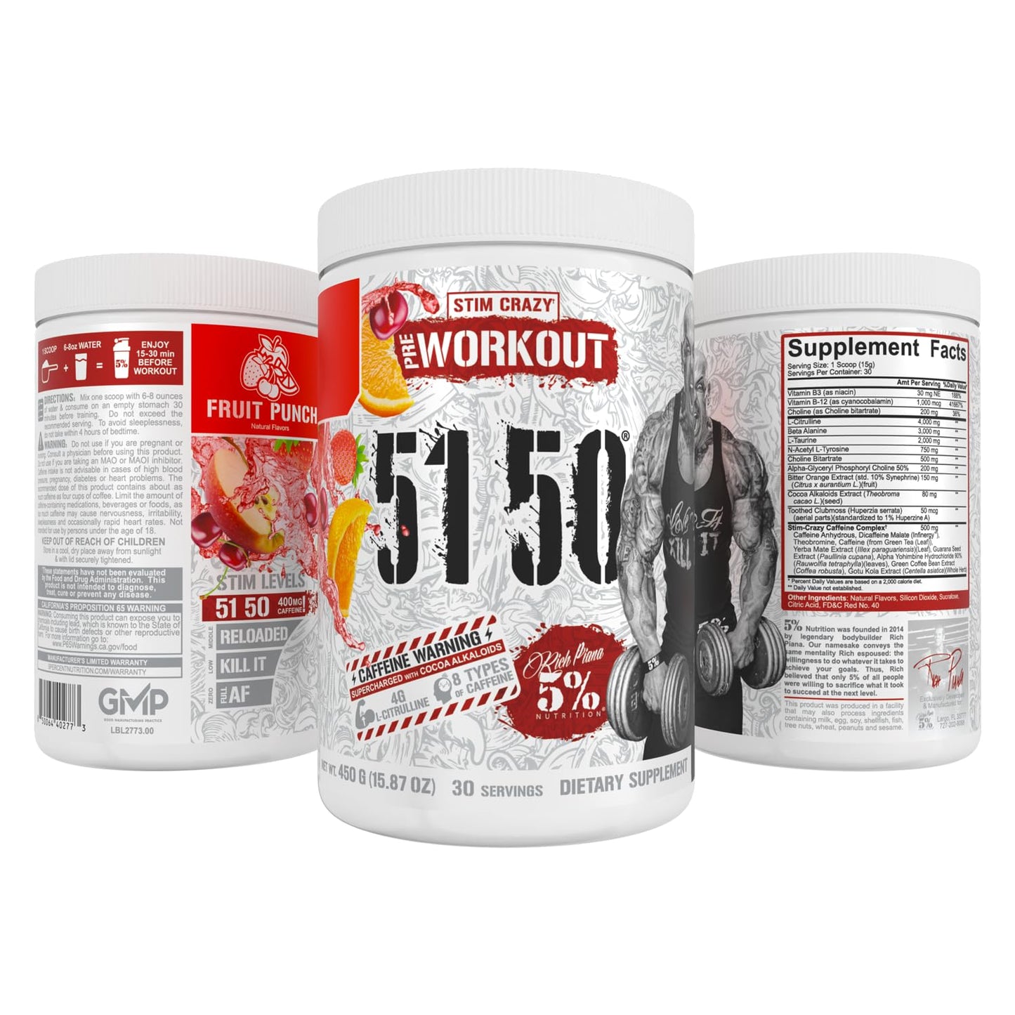 5% Nutrition Rich Piana 5150 High Stim Pre-Workout Powder, 15.87 Ounce