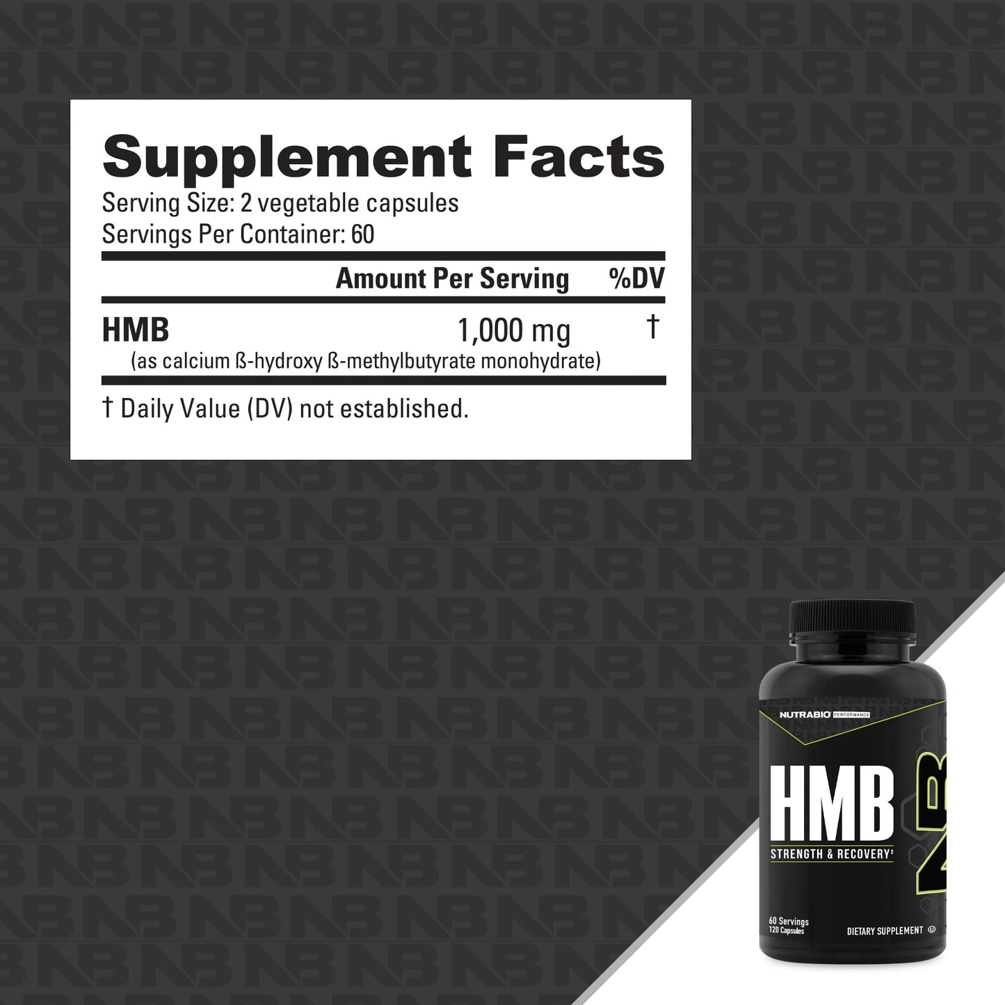 NutraBio HMB Supplement Capsule 120 Capsules